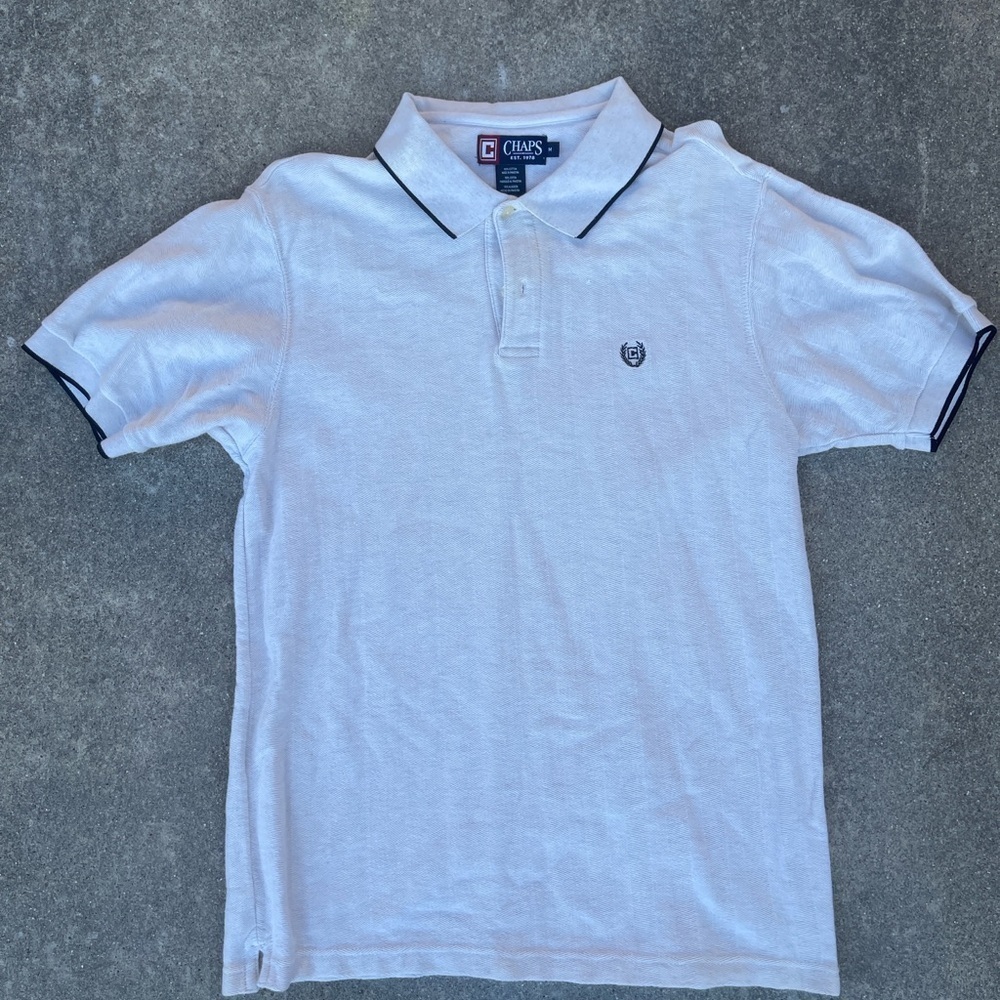Chaps Sandstone Fitted Short Sleeve Men's Everyday Polo Muscle Shirt Medium